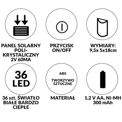 9. LAMPA SOLARNA ŚCIENNA TAŃCZĄCE PŁOMYKI 36 LED