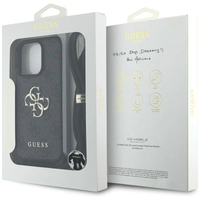 7. Etui Guess 4G Big Logo Cord Stap Crossbody do iPhone 16 Pro Max czarny