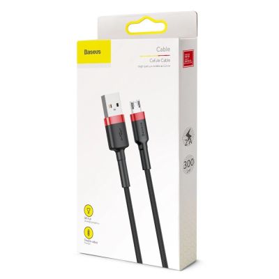 19. Baseus Cafule Cable wytrzymały nylonowy kabel przewód USB / micro USB 2A 3M czarno-czerwony (CAMKLF-H91)