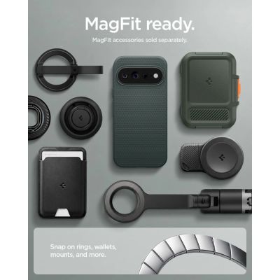 11. Etui Spigen Liquid Air Mag MagSafe na Google Pixel 11 Pro - ciemnozielone