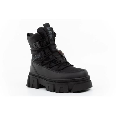 3. Lee Cooper buty zimowe damskie czarne ocieplane botki na zamek