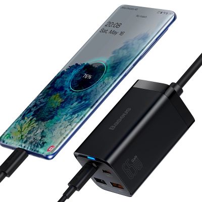 6. Baseus GaN3 Pro szybka ładowarka sieciowa GaN 2 x USB Typ C / 2 x USB 65W PD, QC4.0+, AFC, PPS + kabel USB Typ C - USB Typ C 1m czarny (CCGP040101)