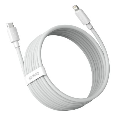 4. Kabel Baseus Simple Wisdom Lightning / USB-C 20W 1.5 m 2 szt. - biały