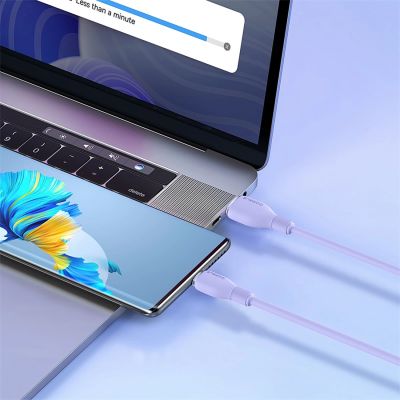 8. Kabel Baseus Pudding 100W USB-A - USB-C 2m - fioletowy