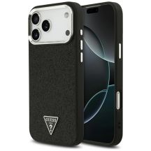Etui Guess Glitter Triangle Logo MagSafe na iPhone 17 Pro Max / 18 Pro Max - czarne