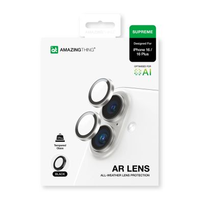 4. Szkło hartowane AMAZINGTHING AR Aluminium 2 Lens Glass z ramką na soczewki aparatu do iPhone 16 / 16 Plus - czarne