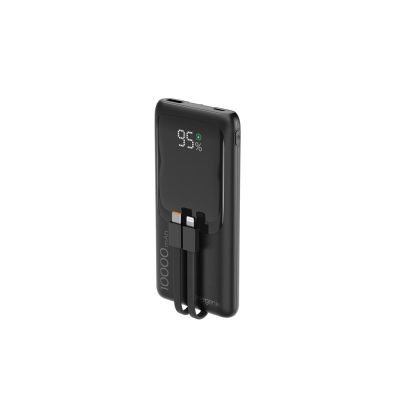 3. GEMBIRD POWERBANK O POJEMNOŚCI 10000MAH Z WYŚWIETLACZEM LCD ZINTEGROWANYMI KABLAMI SZYBKIM ŁADOWANIEM QC3.0 20W