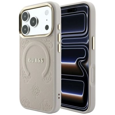 Etui Guess Saffiano Peony & Ring MagSafe na iPhone 17 Pro Max / 18 Pro Max - różowe
