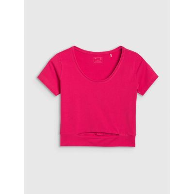 6. T-shirt crop top gładki damski 4F 4FRSS25TTSHF2695-54S