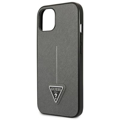 6. Etui Guess SaffianoTriangle Logo na iPhone 13 / 14 / 15 6.1" - srebrne