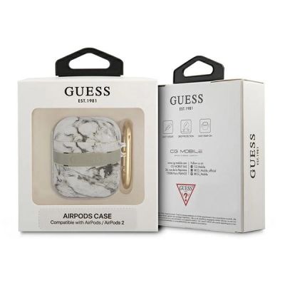 3. Etui Guess Marble Strap Collection na AirPods 1/2 - szare