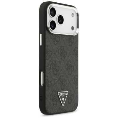 4. Etui Guess 4G Triangle Logo MagSafe na iPhone 17 Pro Max / 18 Pro Max - czarno-srebrne