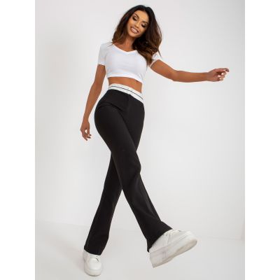 Czarne materiałowe spodnie dzwony bez kieszeni  (DHJ-SP-6971.33P)