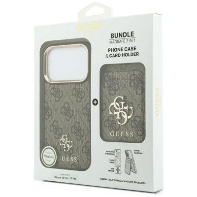 11. Etui Guess 4G z portfelem Magsafe na iPhone 18 Pro / 17 Pro - brązowe