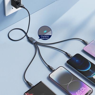 7. Kabel Joyroom Multi-Use Series S-A18 4w1 USB-A - USB-C / Lightning / Lightning / micro USB 1.2m - czarny