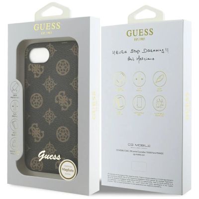 8. Etui Guess Peony Script Logo MagSafe na  iPhone 16e czarne