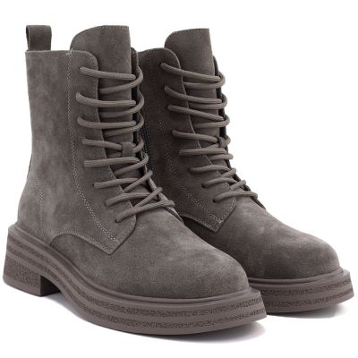 4. Skórzane botki damskie workery zamsz khaki Sergio Leone TR-02