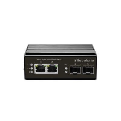 2. Switch LevelOne IGP-0431 - niezarządzalny - 2 x 10/100/1000 (PoE) + 2 x Gigabit SFP - Możliwość montażu na szynie DIN - PoE - zasilanie DC