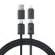 Kabel Baseus Versatile 60W USB-C - USB-C z adapterami USB-A i Lighting 1m - czarny