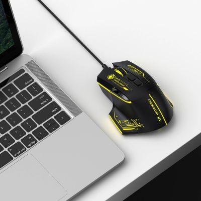 11. Mysz przewodowa Wozinsky WMGK-1181W gamingowa optyczna 7200 DPI z podświetleniem - czarno-żółta