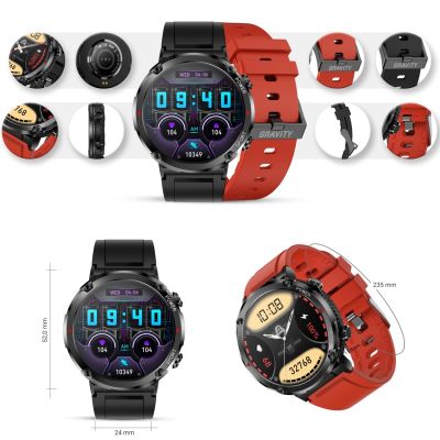 11. Smartwatch Gravity GT21-6 + Czerwony Pasek Silikonowy