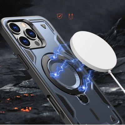 3. Etui Hybrid Armor Trendy z MagSafe na iPhone 16 Pro  - niebieskie