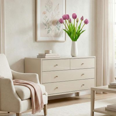 7. BUKIET 5 TULIPANÓW FIOLETOWYCH 39CM JAK ŻYWYCH DEKORACJA WIOSENNA