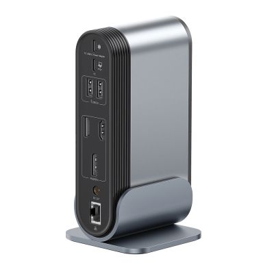 10. Stacja dokująca USB-C Baseus UnionJoy 2xHDMI4K@60Hz 1xDP4K@60Hz 3xUSB-A3.0 2xUSB-C3.0 2xUSB-A2.0 1xRJ45 PD PC 1xSD+TF 1x3.5mm minijack - szara