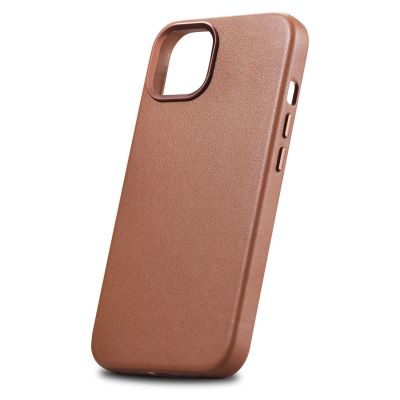 7. iCarer Case Leather pokrowiec etui z naturalnej skóry do iPhone 14 brązowy (WMI14220705-BN) (kompatybilne z MagSafe)
