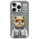 Etui Nimmy Cool&Cute 2.0 Bear na iPhone 16 Pro - szare