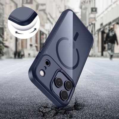 5. Etui Tech-Protect MagMat MagSafe na iPhone 17 Pro - przezroczysto-granatowe