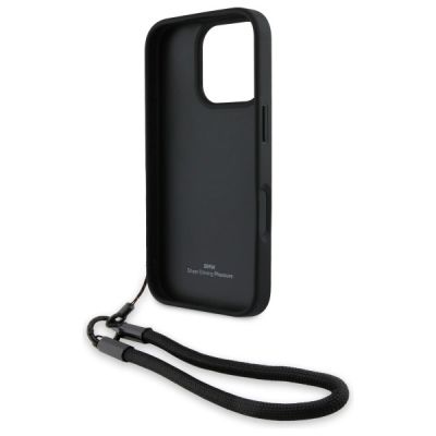 6. Etui BMW Signature Leather Wordmark Cord na iPhone 16 Pro Max - czarne