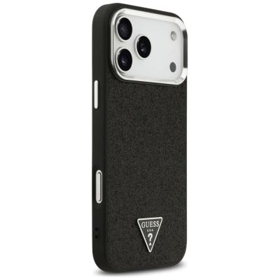 4. Etui Guess Glitter Triangle Logo MagSafe na iPhone 17 Pro Max / 18 Pro Max - czarne