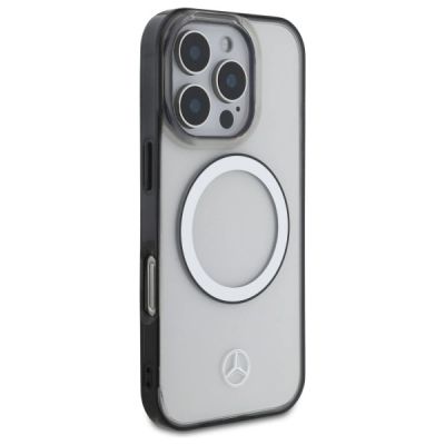 4. Etui Mercedes Printed logo MagSafe na iPhone 16 Pro - przezroczyste