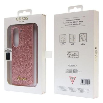 7. Etui Guess Glitter Script na Samsung Galaxy Z Fold 5 - różowe