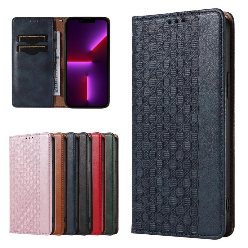2. Magnet Strap Case etui iPhone 14 pokrowiec z klapką portfel mini smycz podstawka niebieskie