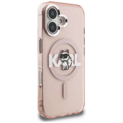 4. Etui Karl Lagerfeld IML Choupette Sketch Logo MagSafe na iPhone 16 - różowe