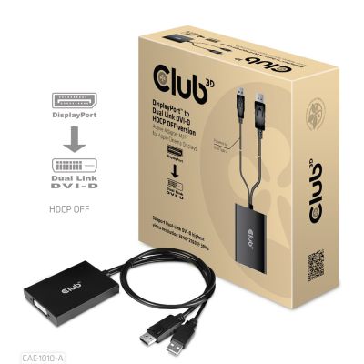 2. CLUB3D CAC-1010-A adapter kablowy 0,6 m DisplayPort DVI-D + USB Czarny