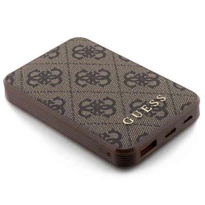 3. Powerbank Guess 4G Leather Metal Logo 15W 5000mAh - brązowy