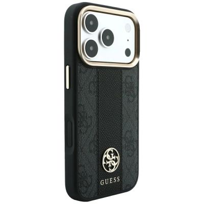 4. Etui Guess 4G with Stripe Round and Classic Logos MagSafe na iPhone 17 Pro / 18 Pro - czarne