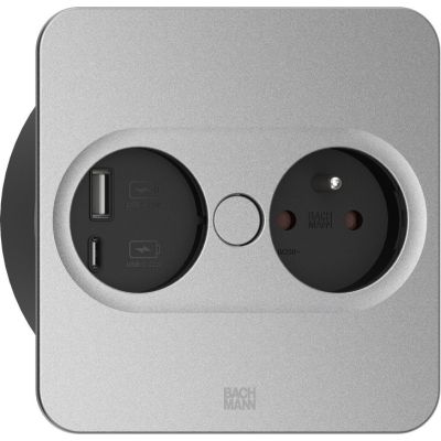 2. Bachmann 946.015 gniazdko elektryczne Type E + USB A + USB C Stal nierdzewna