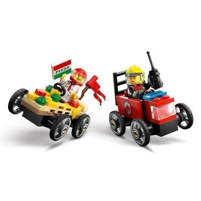5. LEGO CITY 60458 Zestaw wyścigówek: pizza kontra wóz strażacki