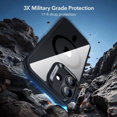 4. Zestaw ESR Classic Hybrid MagSafe + Szkło hartowane na iPhone 17 - przezroczysto-czarne