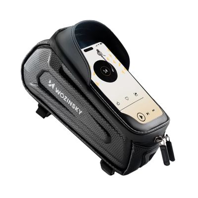 14. Sakwa rowerowa Wozinsky na ramę pancerna z kieszonką na telefon 1.7 l - czarna