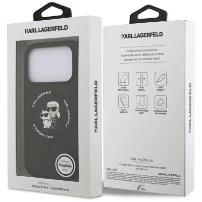 8. Etui Karl Lagerfeld Silicone Karl&Choupette Ring MagSafe do iPhone 17 Pro - czarne