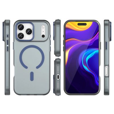 3. Etui Magnetic Abrasive na iPhone 17 Pro Max kompatybilne z MagSafe - matowe niebieskie