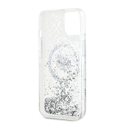 7. Etui Karl Lagerfeld Liquid Glitter Choupette Head MagSafe na iPhone 15 / 14 / 13 - przezroczyste