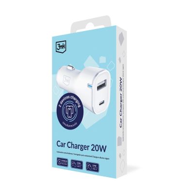 3. Ładowarka samochodowa 3mk Car Charger 20W PD3.0 QC 3.0 USB 1A1C - biała