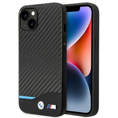 Etui BMW Leather Carbon na iPhone 14 Plus - czarne