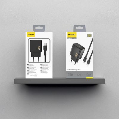 2. Ładowarka sieciowa Dudao A27CEU PD 25W GaN SB-C z kablem USB-C - czarna